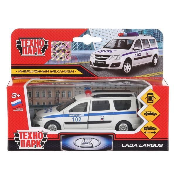 Metal car LADA LARGUS POLICE, 12 cm, dv., luggage, inertia, cor. Technopark