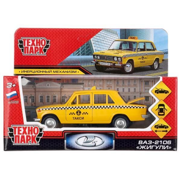 Metal car LADA VAZ-2106 VAZ-2106 ZHIGULI TAXI, 12 cm, dv, in, yellow, cor. Technopark