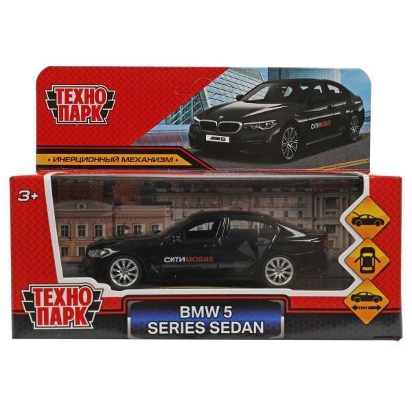 Metal car BMW 5-ER SEDAN CITY MOBILE 12 cm, doors, luggage, black, cor. Technopark