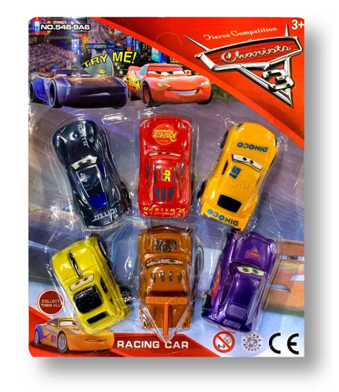 Set of cars Lightning McQueen, 6 pcs on blister